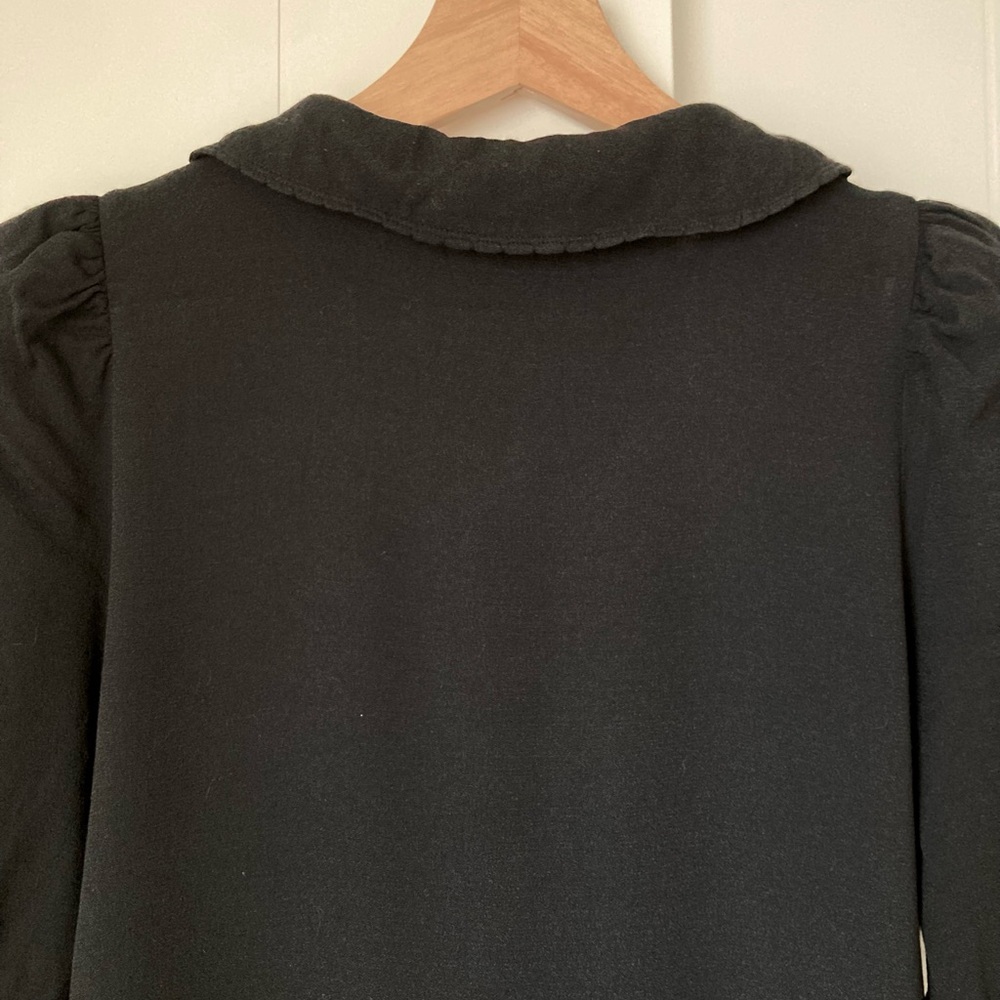 Wilfred Poppins Black Collared Button-Up Puff Sleeve Mini Dress - Picture 5 of 11